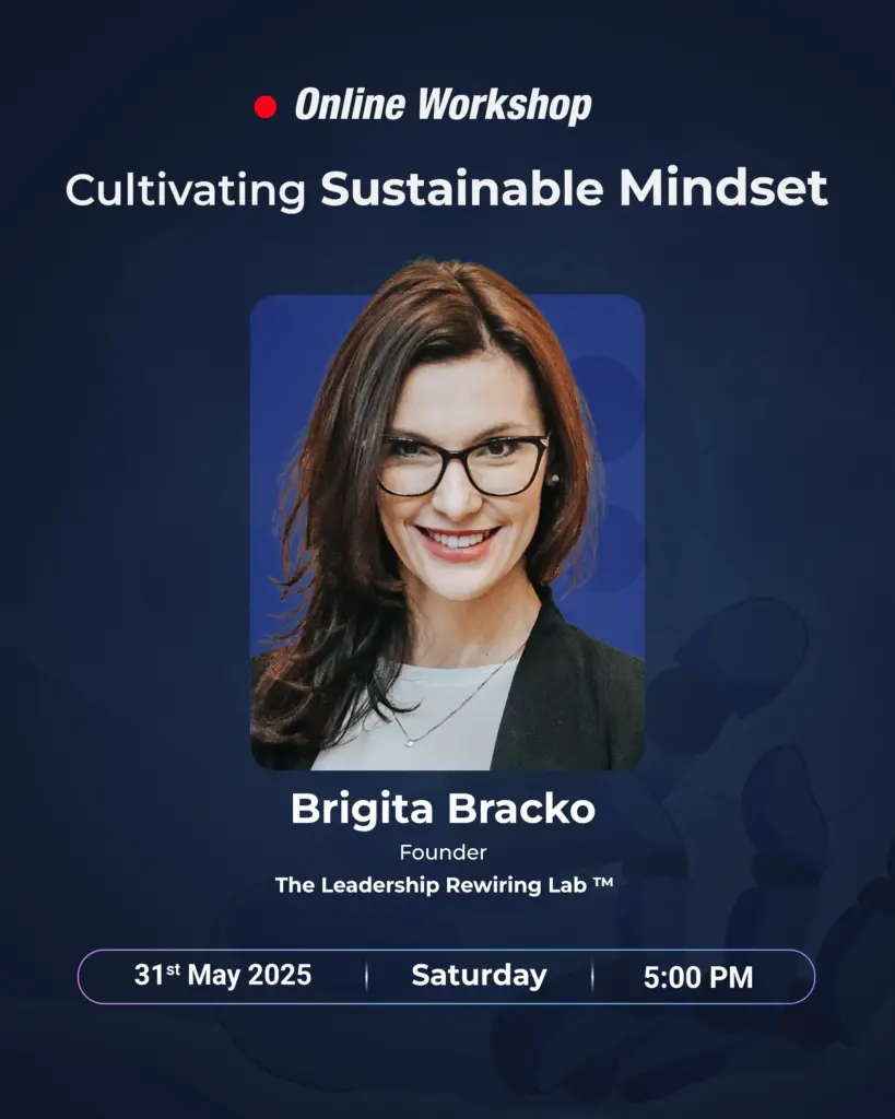 Banner on a Phone Promoting the Cultivating a Sustainable Mindset Online Workshop