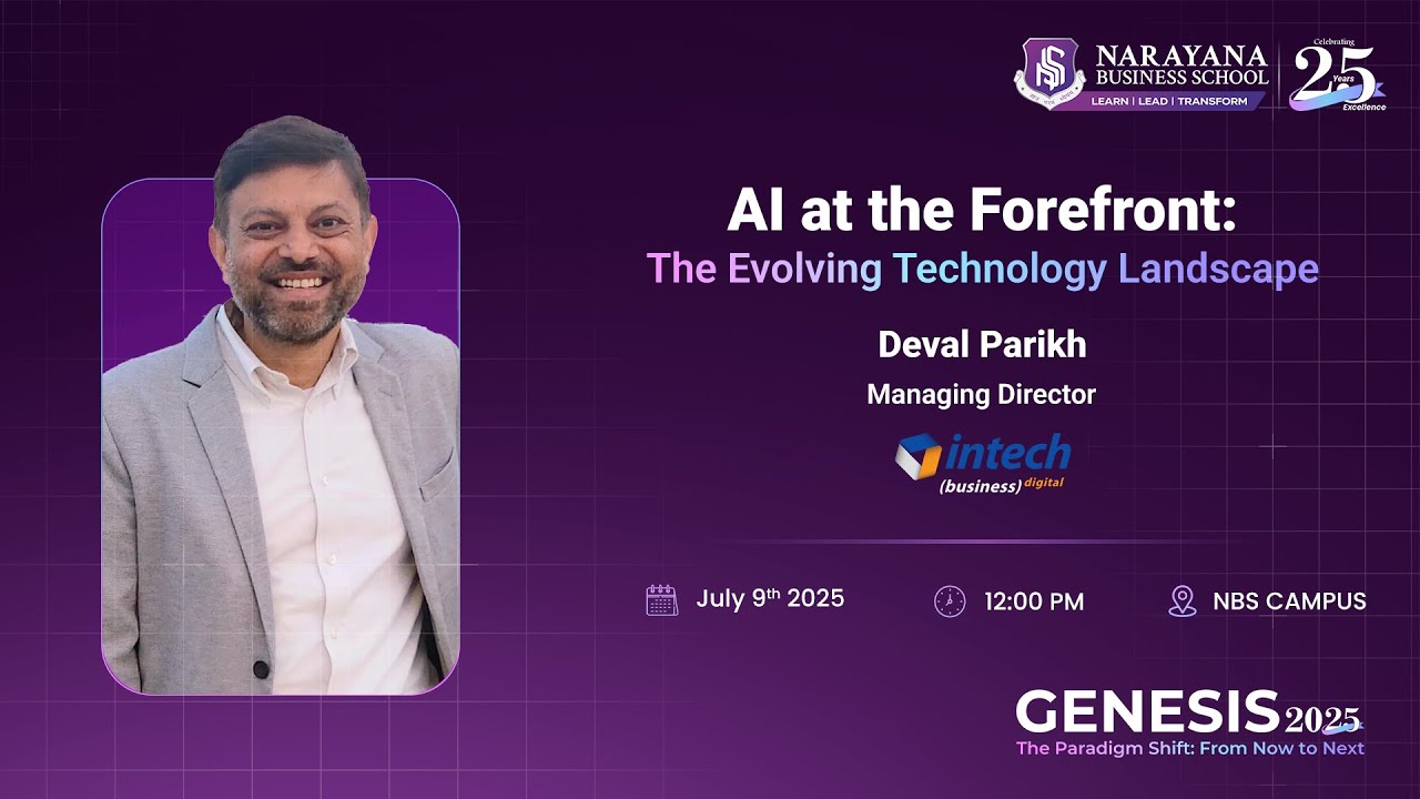 Genesis 2025 event featuring speaker Deval Parikh managing director of Intech on the topic AI at the Forefront.