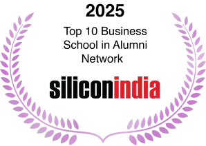 Narayana Business School Ahmedabad Silicon India 2025 award badge recognizing NBS as a top-ranked private B-school in Gujarat for academic excellence, innovation, and strong placement records